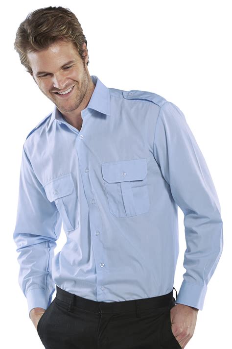 White Men Pilot Epaulette Shirt Long Sleeved Gmts Workwear Ltd