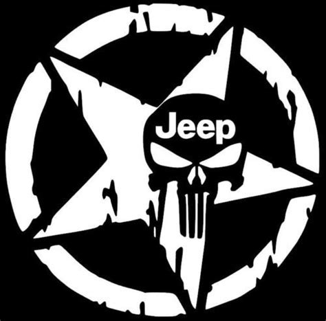 Star Jeep Punisher Skull Decal Vinyl Sticker Wrangler Rubicon Willys 10