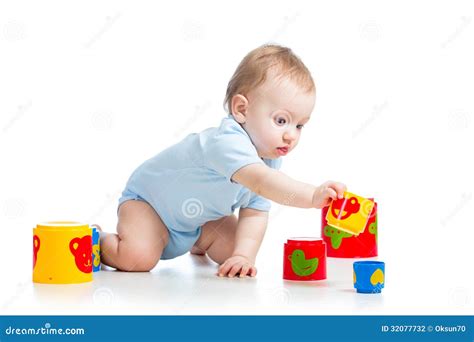 Baby Boy Playing With Toys Stock Photo Image Of Game 32077732