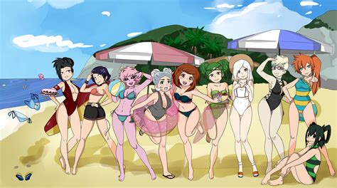 Bnha Beach Girls By Smilesupsidedown On Deviantart