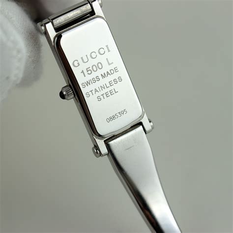 Gucci 1500l Quartz Womens Watch Rectangle Black Dial Stainless Steel