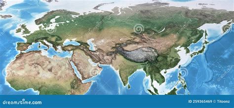 High Resolution Detailed Map Of Eurasia Stock Illustration