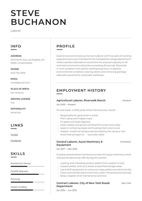 General Laborer Resume And Writing Guide 12 Free Templates 2019