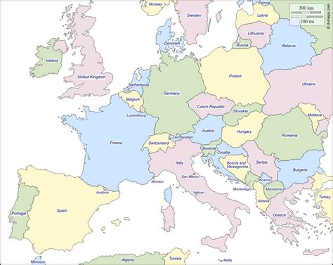 Western And Central Europe Free Map Free Blank Map Free Outline Map