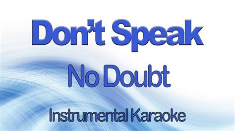 Dont Speak No Doubt Gwen Stefani Karaoke Instrumental Cover With