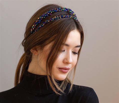 Blue Beaded Headbands For Women Wedding Hair Accessories Etsy