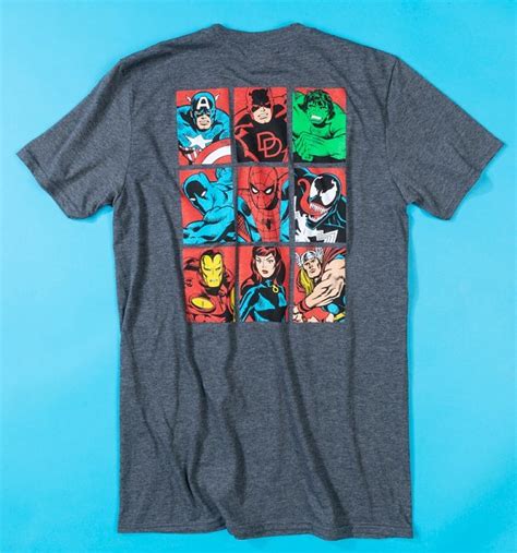 Men S Marvel Comics Superheroes Dark Heather T Shirt With Back Print