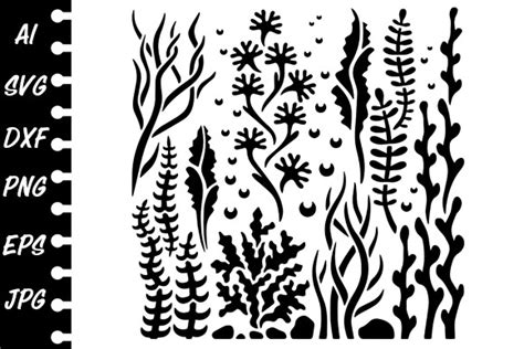 Stencil Seaweed Graphic By Marycraftiria · Creative Fabrica