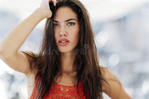Stunning Lady Posing Outdoor Stock Image Image Of Natural Makeup