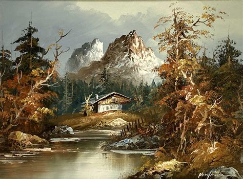 Lot Kaufman Mountain Landscape Oil On Canvas