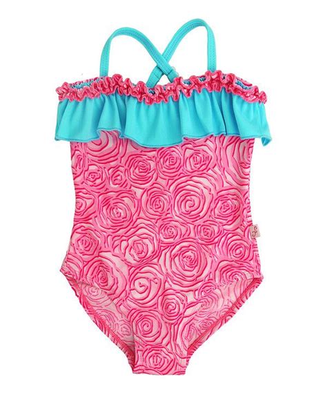 Floatimini Pink Rose Ruffle Swimsuit Toddler And Girls Zulily