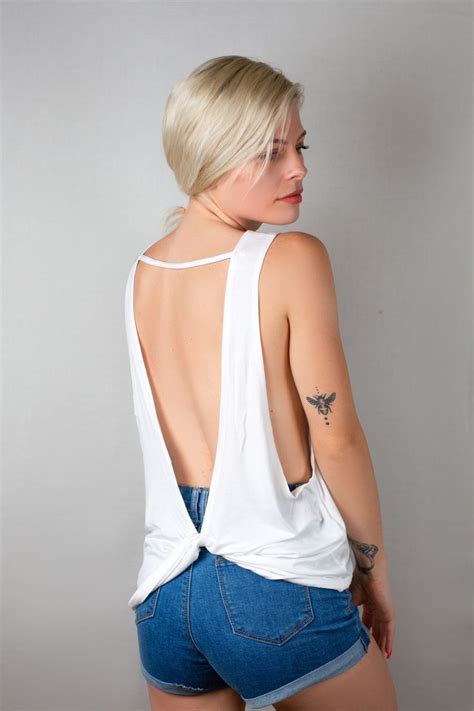 Open Back Tank Top With Twist Yoga Crossfit Workout Tank Low Side Backless Top Low
