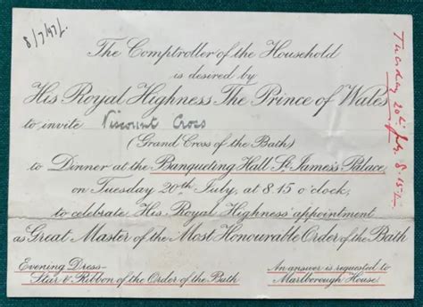 ANTIQUE BRITISH ROYAL Invitation King Edward VII Grand Master Order Of Bath PicClick