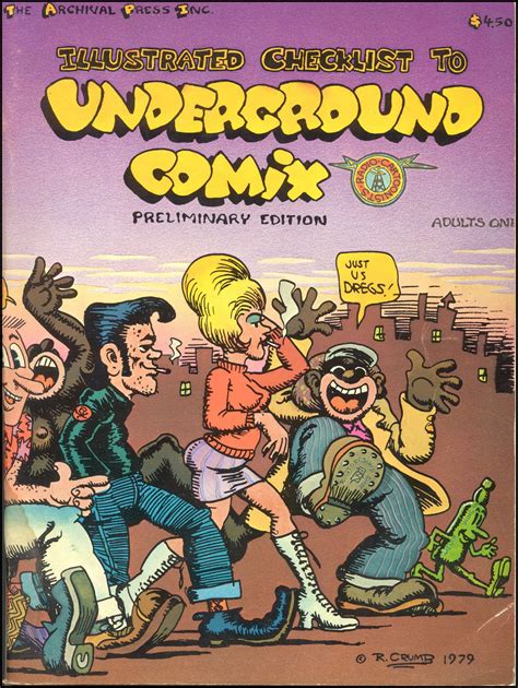 An Old Comic Book Cover For Underground Comix With Cartoon Characters Running Through It