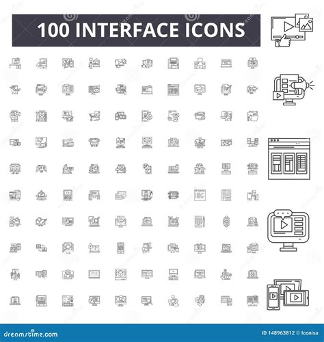Interface Line Icons Signs Vector Set Outline Illustration Concept