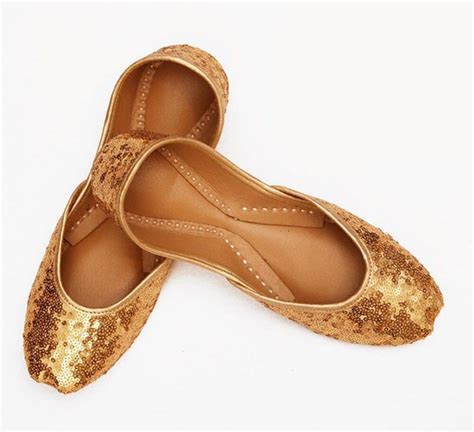 Handmade Embellished Gold Sequins Women Flat Shoes Ballet Etsy