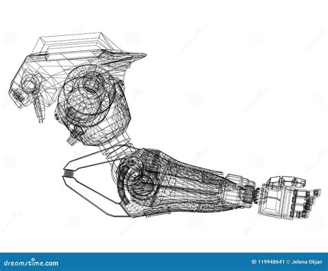 Robotic Arm Design Concept Architect Blueprint Isolated Stock
