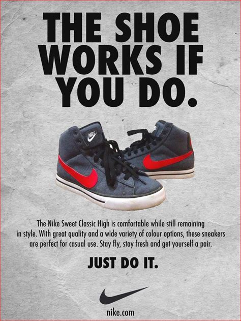The Nike Shoe Works If You Do Just Do It Poster Is Shown In Black And Red