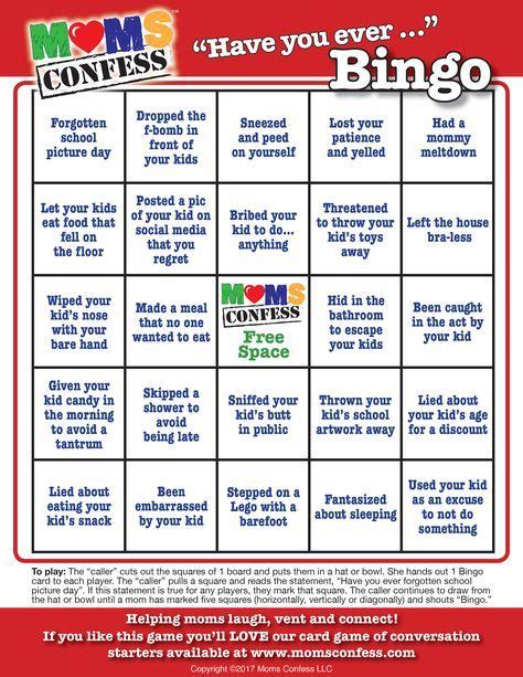 Moms Confess Have You Ever Bingo Game A Fun Party Game For Baby
