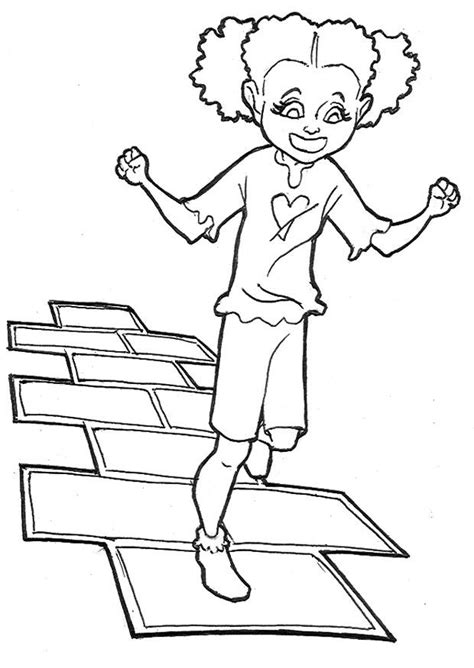 Depende del lugar donde se juegue, pueden variar ligeramente las ¿quién de nosotros no recuerda haber jugado a la rayuela? Dibujo para colorear Saltando a la pata coja - Dibujos ...