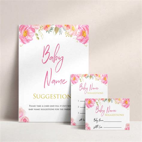 Baby Name Suggestions Game Pink Blush Floral Printable Baby Games