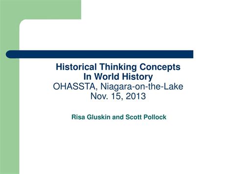 Ppt Historical Thinking Concepts In World History Ohassta Niagara On