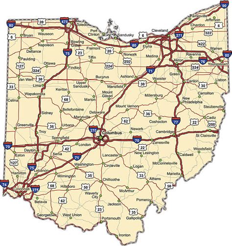 Ohio Road Map With County Lines States Of America Map States Of