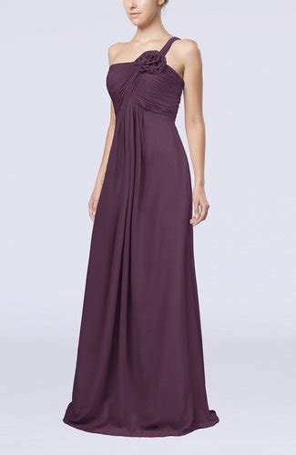 Plum Simple One Shoulder Sleeveless Zipper Chiffon Pleated Mother Of