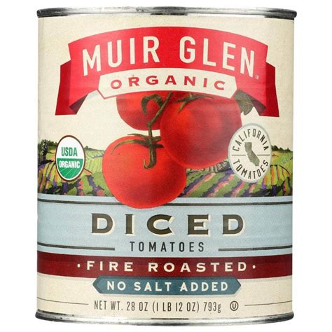 Muir Glen Fire Roasted Diced Tomatoes No Salt Added 28 Oz Case Of 4