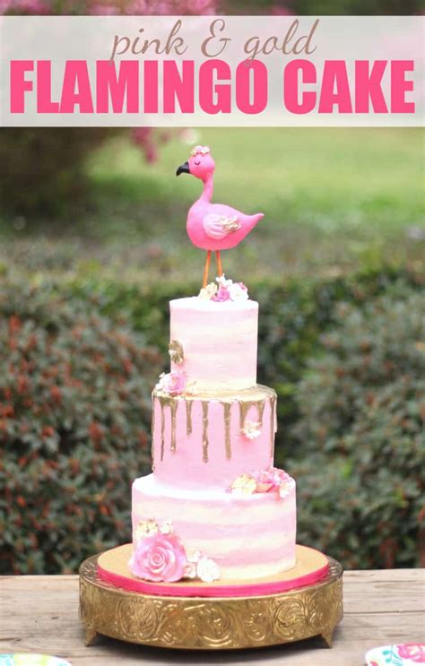 Pink flamingo buttercream cake with buttercream roses! Pink & Gold Flamingo Cake by Rose Bakes | Rose Bakes