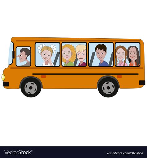 Kids Riding A School Bus Royalty Free Vector Image