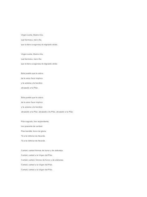 Himno a La Virgen Del Pilar - Letra