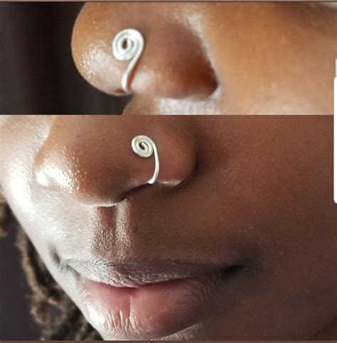 Nose Cuff Spiral Ear Cuff Copper Ring Set Nose Ring Set Etsy