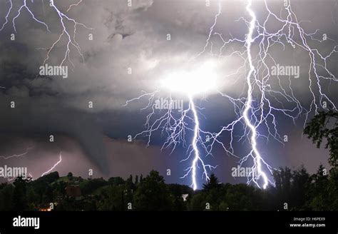 Tornado And Lightning Stock Photo Alamy