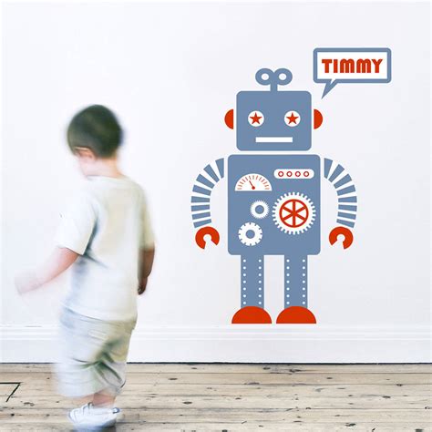 personalised robot wall sticker by koko kids | notonthehighstreet.com