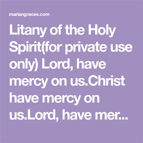 Litany Of The Holy Spirit Holy Spirit Spirit Holi