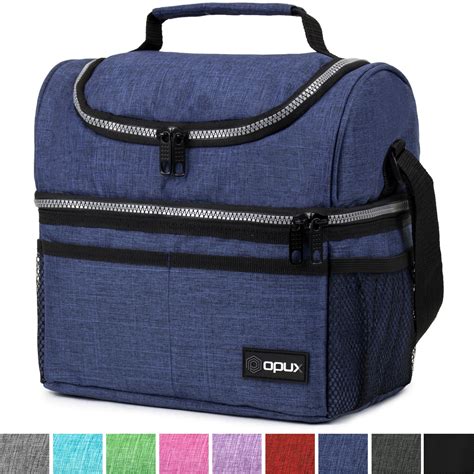 Insulated Dual Compartment Lunch Bag For Men Women Double Deck