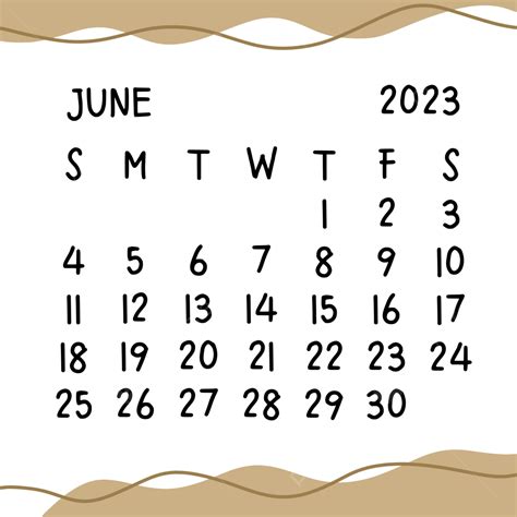 Calendario Simple De Junio De 2023 Png Calendario Junio 2023 Fecha