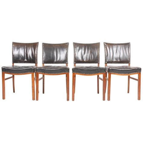 Set Of Four Midcentury Thonet Chairs With Red Leather Upholstery At 1stdibs