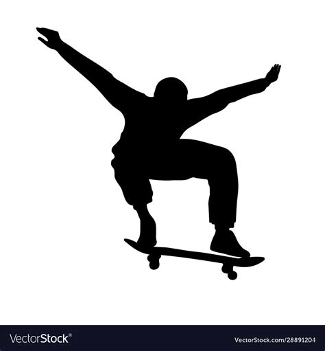 Black Silhouette Skateboarder Royalty Free Vector Image