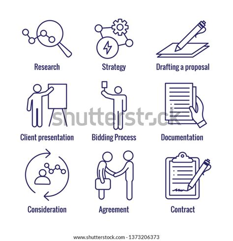 New Business Process Icon Set W Stock Vector Royalty Free 1373206373