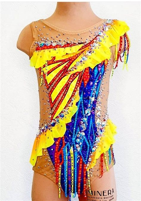Gymnastics Bodysuit With Beads And Feathers