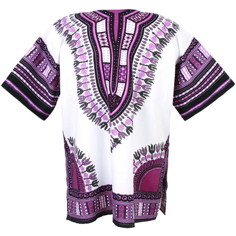 White And Purple African Dashiki Shirt Dashiki Shirt African