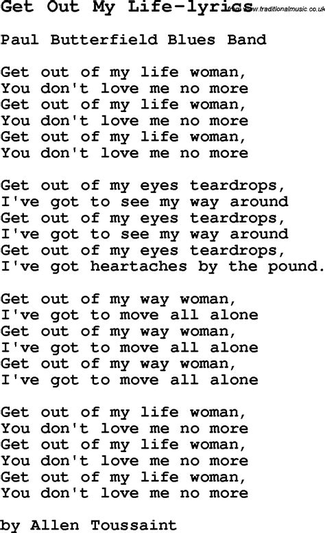 I've never known love like this. Blues Guitar lesson for Get Out My Life-lyrics, with ...