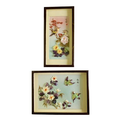 Vintage Japanese 3d Shell Art Shadow Boxes Set Of 2 Chairish