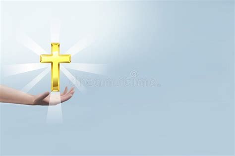 Person Holding Holy Cross Christian Religious Symbol Hand Stock