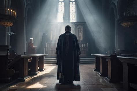 Premium Ai Image Christian Priest Standing By The Altar Ai Generated