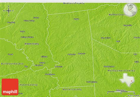 Physical 3d Map Of Grimes County