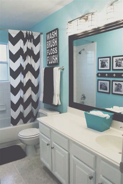 A gray bathroom could appear more attractive by adding a pop of color like teal. Pin by Hannah Swanson on dream house | Bathroom makeover ...