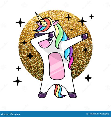 Unicorn Dabbing On White Background Dab Meme Dance Move Comic Style